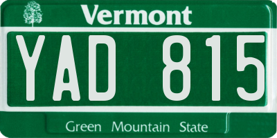VT license plate YAD815