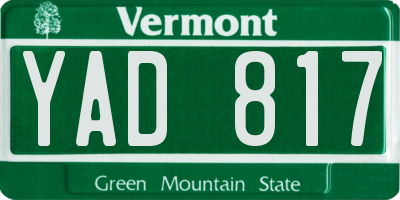 VT license plate YAD817