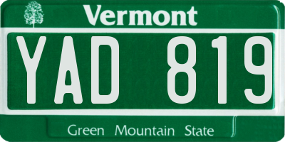 VT license plate YAD819