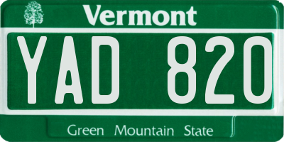 VT license plate YAD820