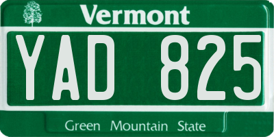 VT license plate YAD825