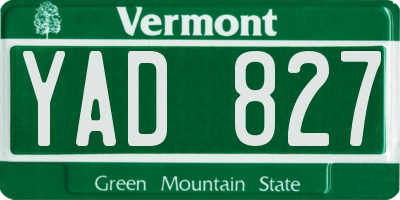 VT license plate YAD827