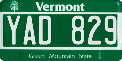 VT license plate YAD829