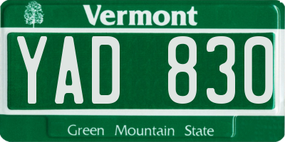 VT license plate YAD830