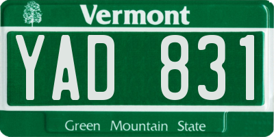 VT license plate YAD831