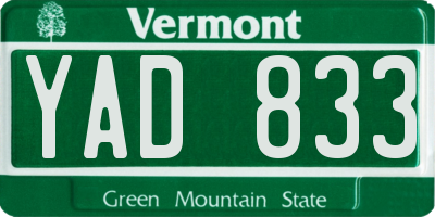 VT license plate YAD833