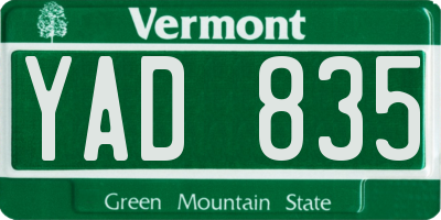 VT license plate YAD835