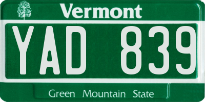 VT license plate YAD839