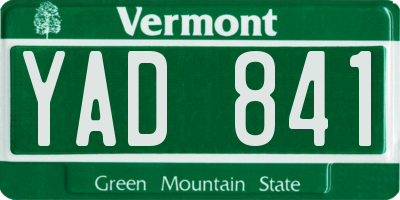 VT license plate YAD841