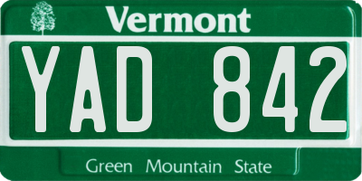 VT license plate YAD842