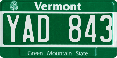 VT license plate YAD843