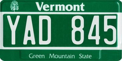 VT license plate YAD845