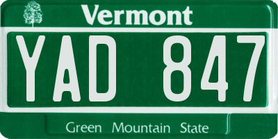 VT license plate YAD847