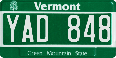 VT license plate YAD848
