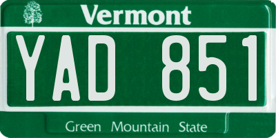 VT license plate YAD851