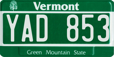 VT license plate YAD853