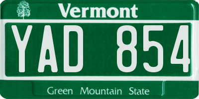 VT license plate YAD854