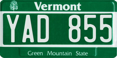 VT license plate YAD855