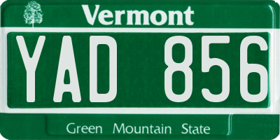 VT license plate YAD856