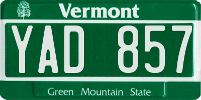 VT license plate YAD857