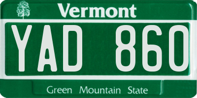VT license plate YAD860