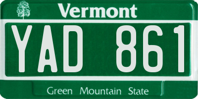 VT license plate YAD861