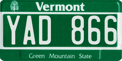 VT license plate YAD866