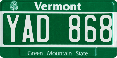 VT license plate YAD868