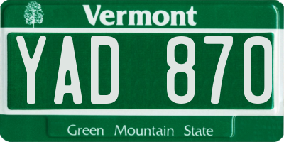 VT license plate YAD870