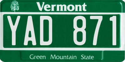 VT license plate YAD871