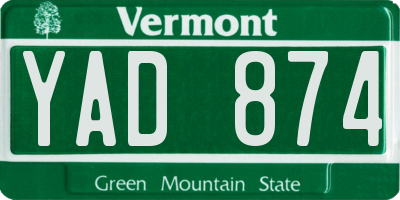 VT license plate YAD874
