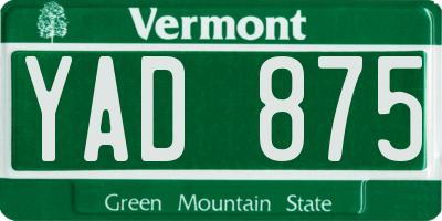 VT license plate YAD875