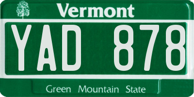 VT license plate YAD878