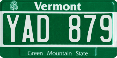 VT license plate YAD879