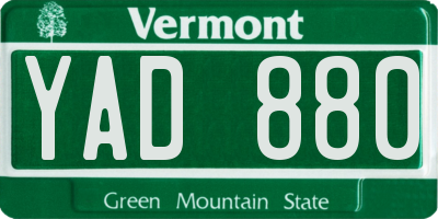 VT license plate YAD880
