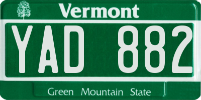 VT license plate YAD882