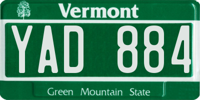 VT license plate YAD884