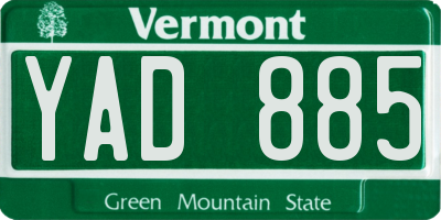 VT license plate YAD885