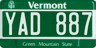 VT license plate YAD887