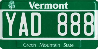 VT license plate YAD888