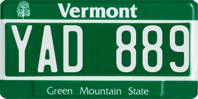 VT license plate YAD889