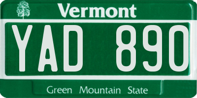 VT license plate YAD890