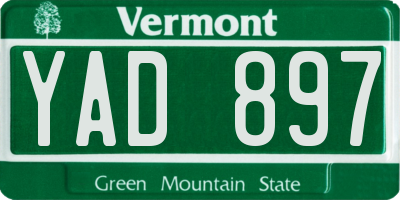 VT license plate YAD897