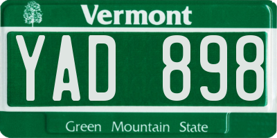 VT license plate YAD898