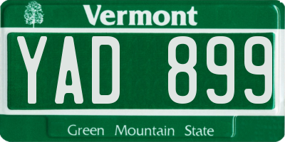 VT license plate YAD899