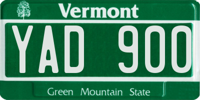 VT license plate YAD900