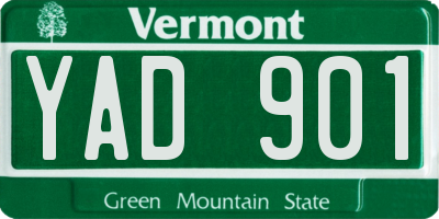VT license plate YAD901