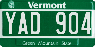 VT license plate YAD904