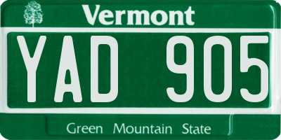 VT license plate YAD905