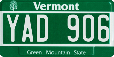 VT license plate YAD906